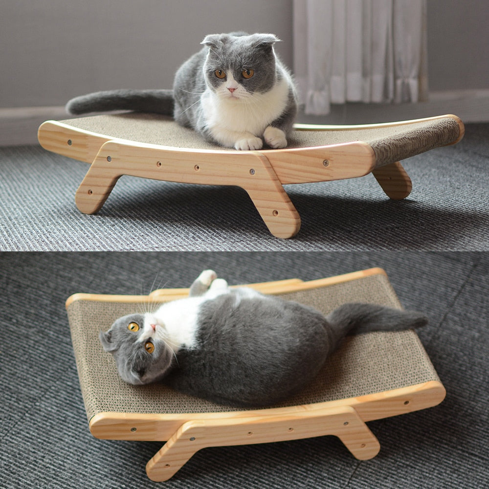 Wooden Cat Scratch Bed