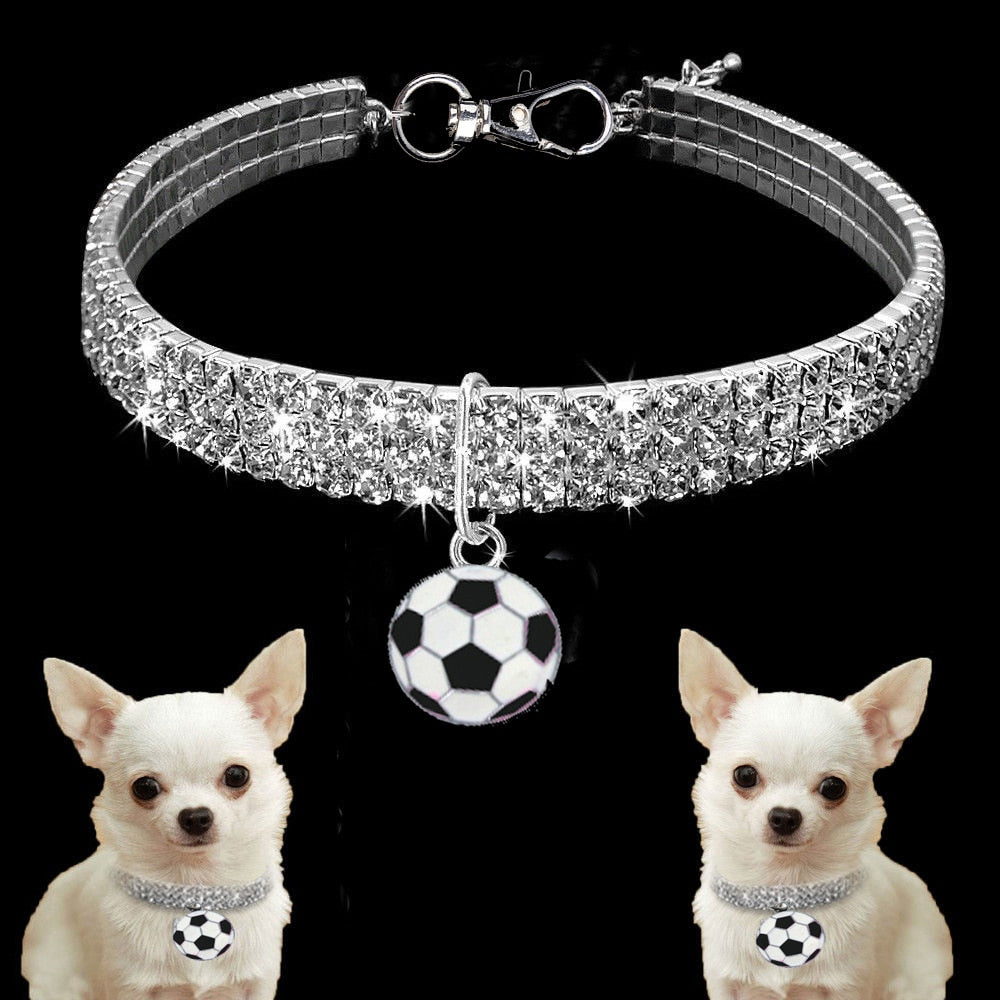 Bling Crystal Dog Collar Diamond Puppy Pet Shiny Full Rhinestone Necklace Collar Collars For Pet Little Dogs Supplies S/M/L